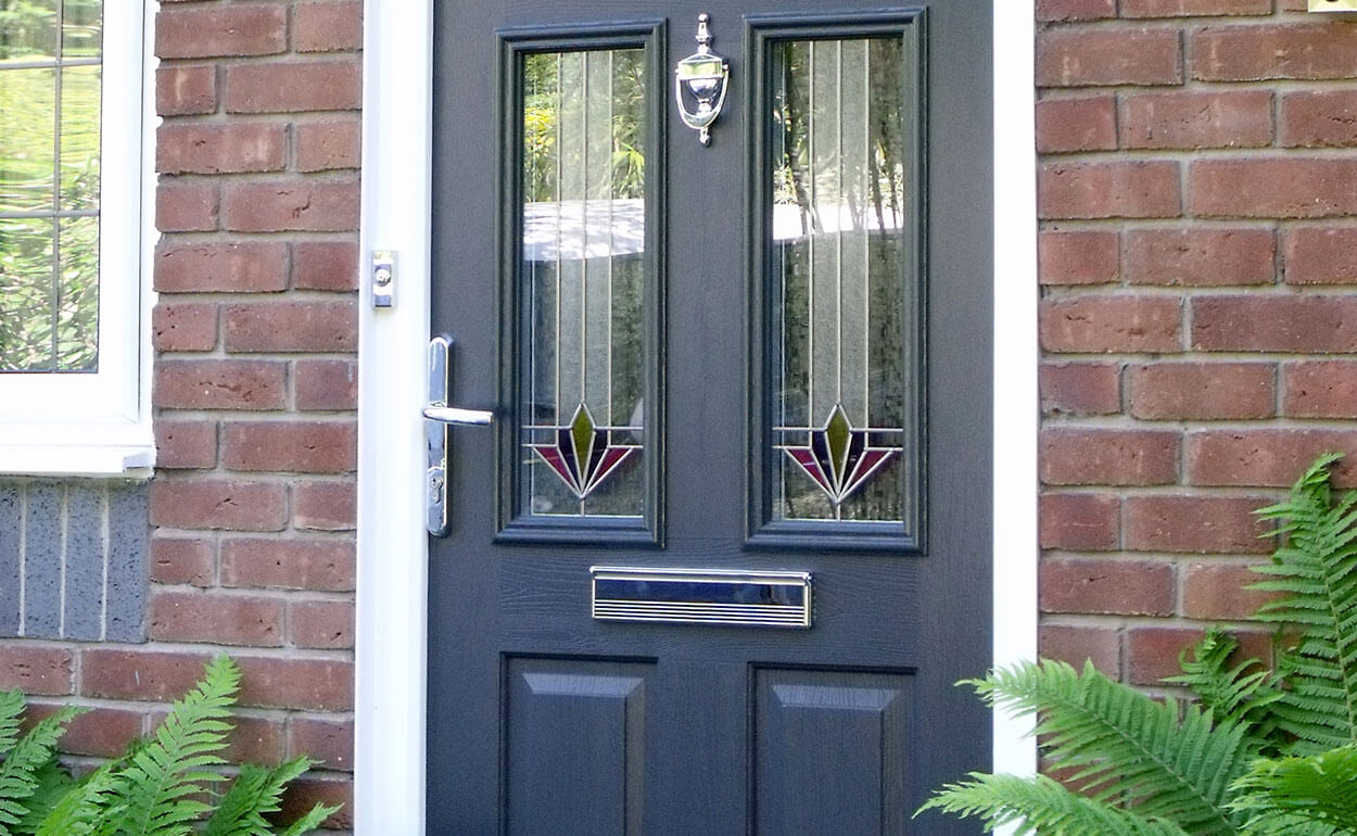 Black composite entrance door